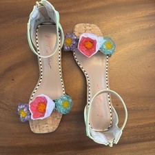 Betsey Johnson Oaklee Pink Multi Floral Flower 3D Shoe Heeled Size 7.5NEW