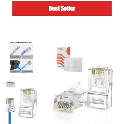 CableCreation Cat6 RJ45 Connectors 100-Pack for Ethernet Networking