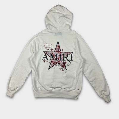 Amiri Star Logo Hoodie White Size M Men Pullover Cotton Made in