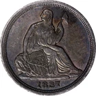 1837 5c Seated Liberty Half Dime - No Stars, Small Date ~ AU (Toned)