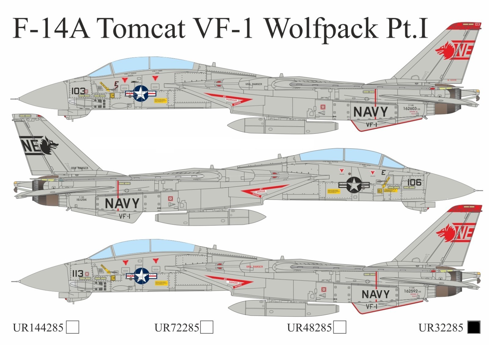 UpRise Decals UR32285 - DECAL F-14A Tomcat VF-1 Wolfpack Pt.I 1/32