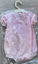 VNTG Health Tex Pink Velour Girls Romper Snap Crotch Flowers Permanent Press NoS