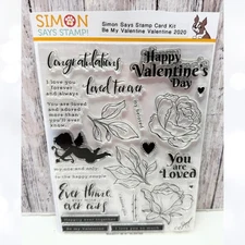 Simon Says Stamp BE MY VALENTINE Day Cupid Flowers 6x8 Rubber Stamps