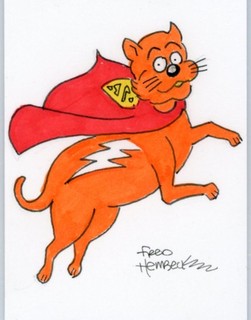 Fred Hembeck Sketch Card: Streaky Supergirl's Super Cat (DC Comics)