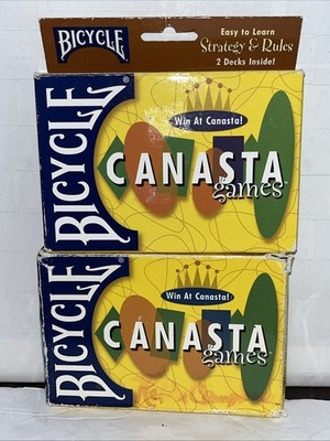 Vintage Lot of 2 Bicycle Canasta Games All Complete w/one Rule Booklet
