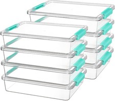8 Pack 6 Qt Plastic Storage Bins W/ Lids Clear Sensory Bins Stackable Containers