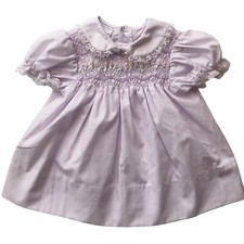 VTG Polly Flinders Toddler Girl 12 Mo Hand Smocked Embroidered Dress Purple