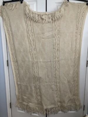 quilted throw blanket Possible Handmade Cream Multiple Knit Style 5 X4ft Knit