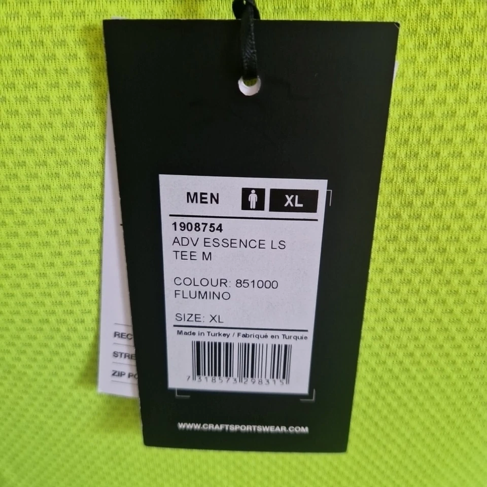 Mens Craft ADV Essence Long Sleeve Tee Size Xl Running Fitness Yellow New - Image 3 of 4