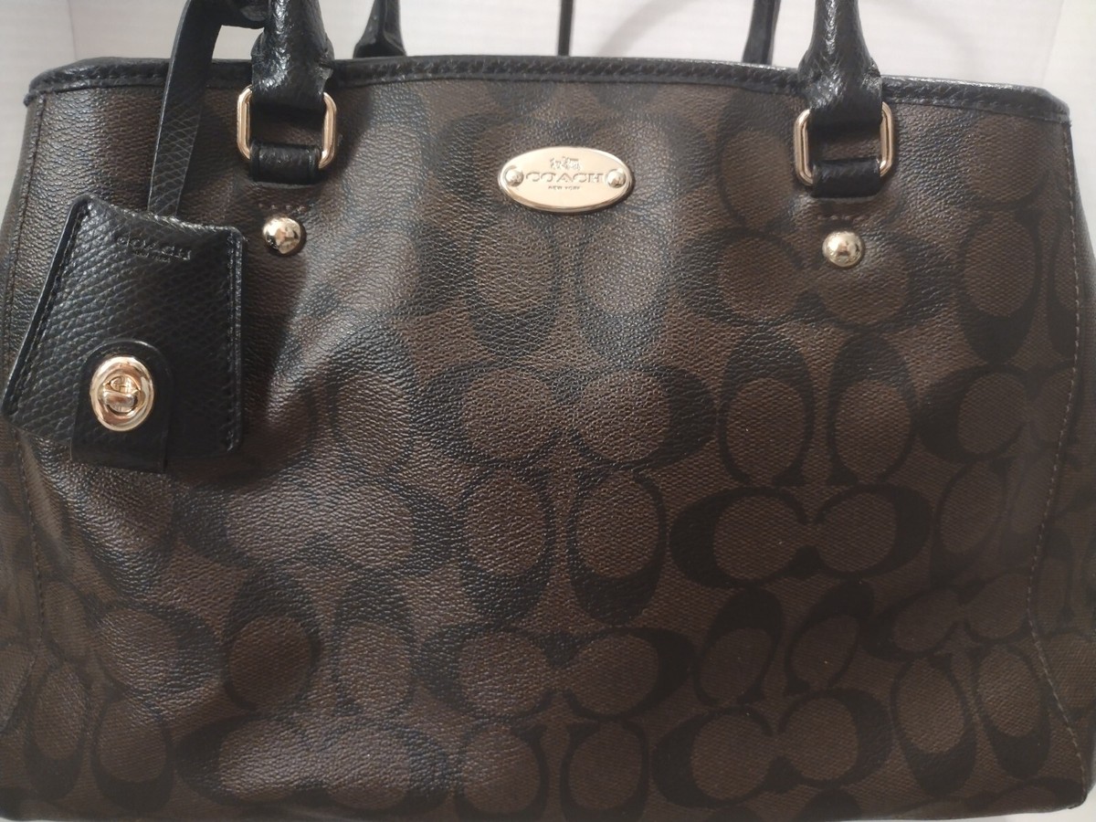 COACH Margot Carryall Satchel bag Purse Brown/Black Signature 