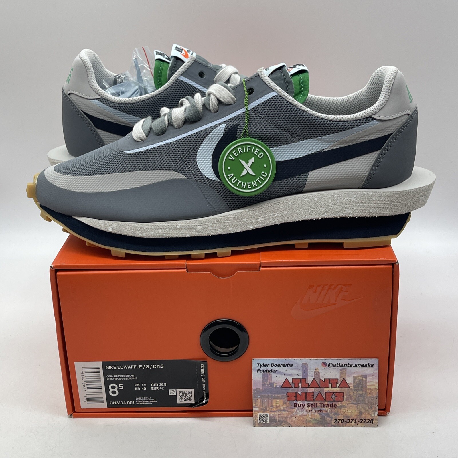 SACAI X NIKE Taglia 8 5 Nike sacai x Clot x LDWaffle Kiss Of Death 2 grigio scamosciato (DH3114 001)