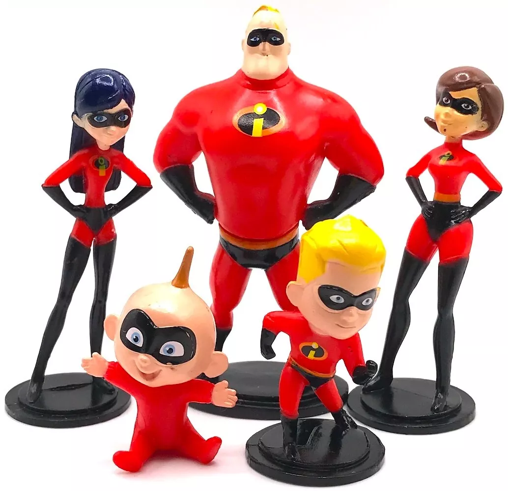 INCREDIBLES FAMILY Figure Set BOB HELEN DASH DISNEY Movie PVC TOY Playset