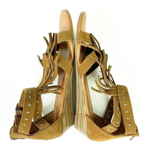 Minnetonka Tan Camel Suede Leather Fringe Studded Strappy Sandals Women's 9 - Bild 4 von 8