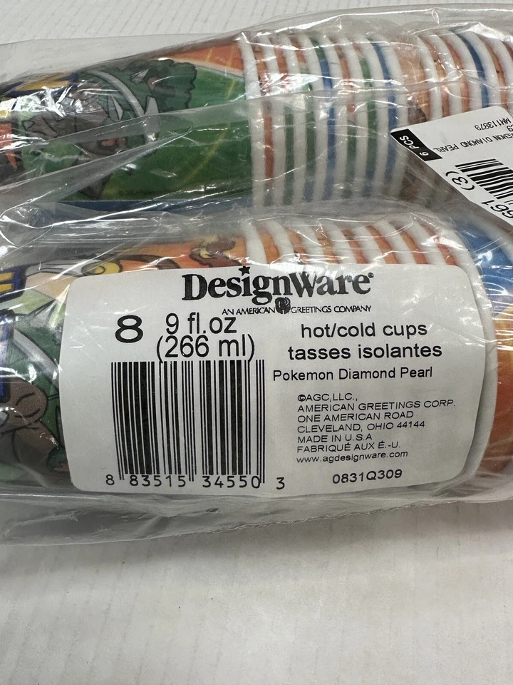 TAZAS DE PAPEL POKEMON VINTAGE 9 oz 48 quilates ~ suministros para fiestas de cumpleaños NUEVO Foto 3 de 4