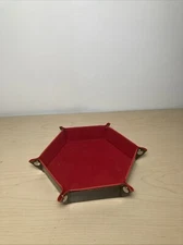 Dice Tray Hexagon Rolling Holder Folding PU Leather Trays for Dice Games like RP