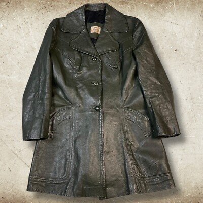 Vintage Benny Men s Sheepskin Leather Jacket Size 38 Green Retro Made In Mexico