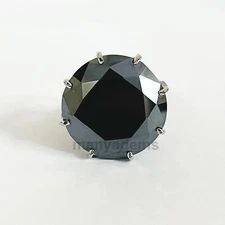 Certified 100 Ct Round Black Diamond Ring In 925 Sterling Silver For Gift