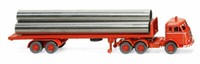Wiking 055404 Spur H0 Flachpritschensattelzug (Henschel) - Leuchtrot
