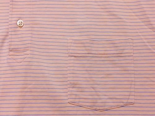 Polo PETER MILLAR manica corta lavaggio mare corallo arancione a righe XL - Foto 7 di 8