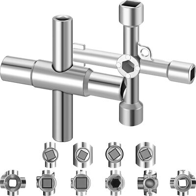 2 Pieces Water Key 4-Way 6-Way Sillcock Key Wrench Handcuff Key Utility Key Kit 