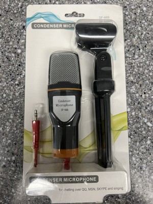 WOW! SP-666 Condenser Microphone w/ Mic Stand & 3.5mm Stereo Plug FAST FREE SHIP