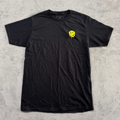 Red Eight T-Shirt Mens Black Medium Smiley Face Yellow Shirt