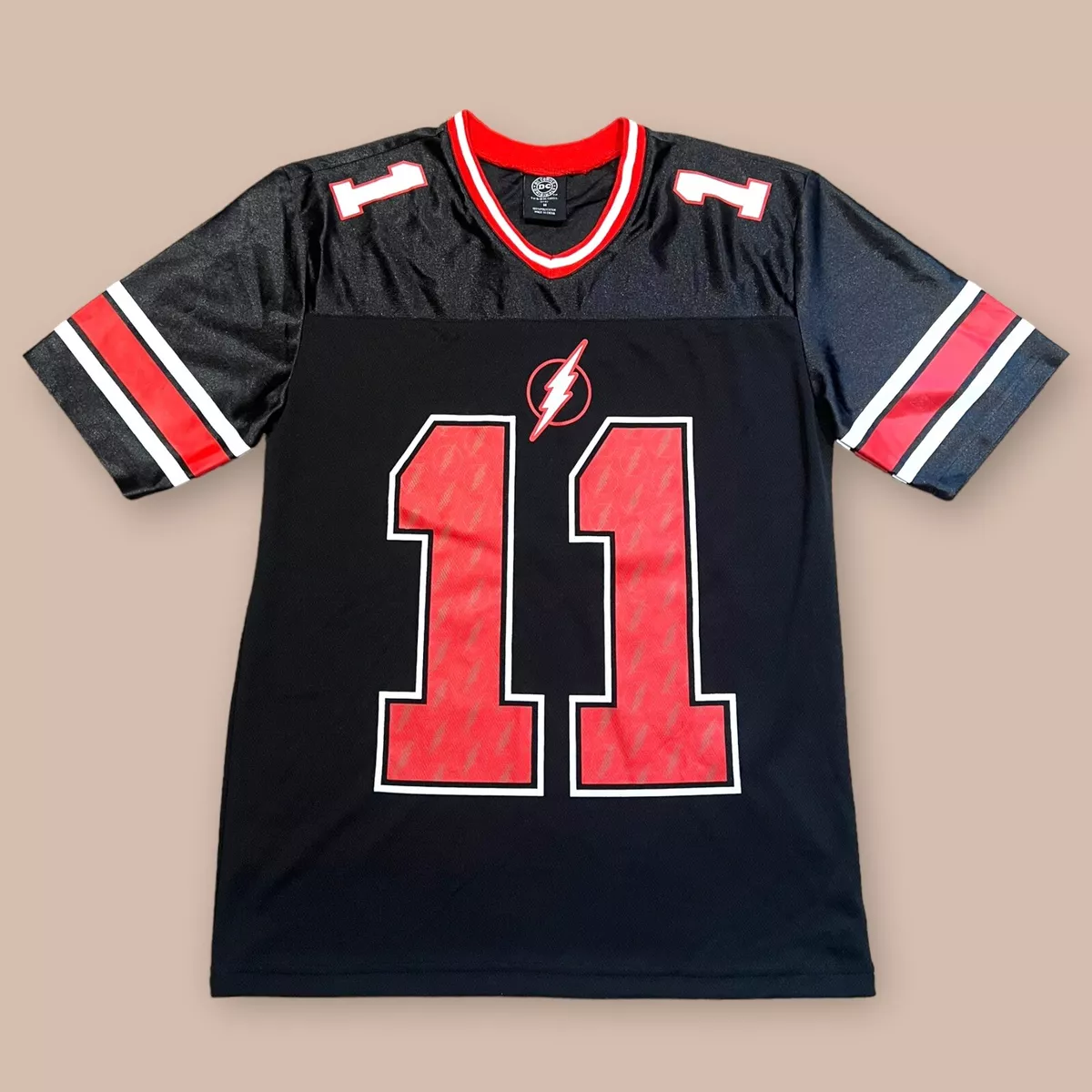 Mens Black The Flash 11 DC American Football Shirt Jersey Size