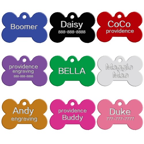20 piezas etiquetas de identificación de perro en blanco a granel etiquetas personalizadas de aluminio hueso mascota nombre disco S-L - Imagen 2 de 21