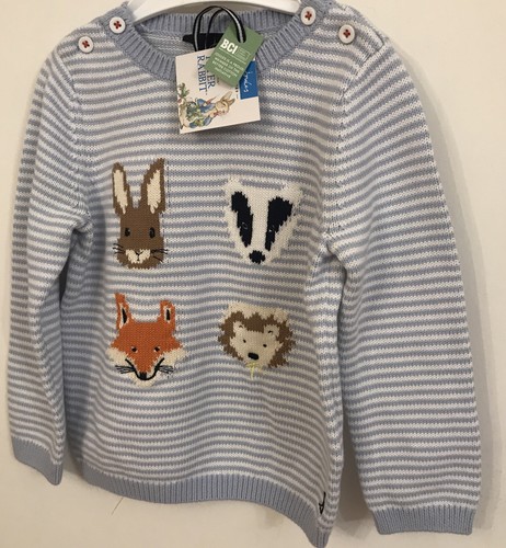Joules 12-18 Months Peter Rabbit Blue & White Striped Knitted Cotton ...