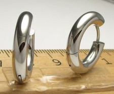Edelstahl Ohrringe Titan St&auml;bchen Klapp Creolen &Oslash; 20 mm Silber Gl&auml;nzend Hoops