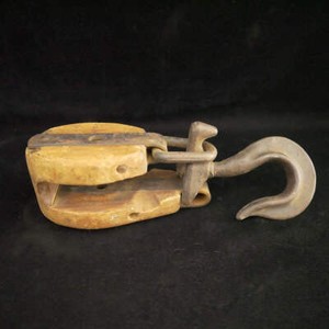 Antique Wooden Block, Single Sheave, 12"