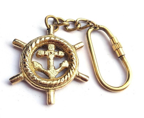 Lot of 20 Pieces Nautical Solid Brass Anchor in wheel Maritime Key chain - Picture 3 of 3