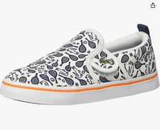 NEW Lacoste Unisex Little Kids' Gazon Navy/White Slip On Shoes, Size 8