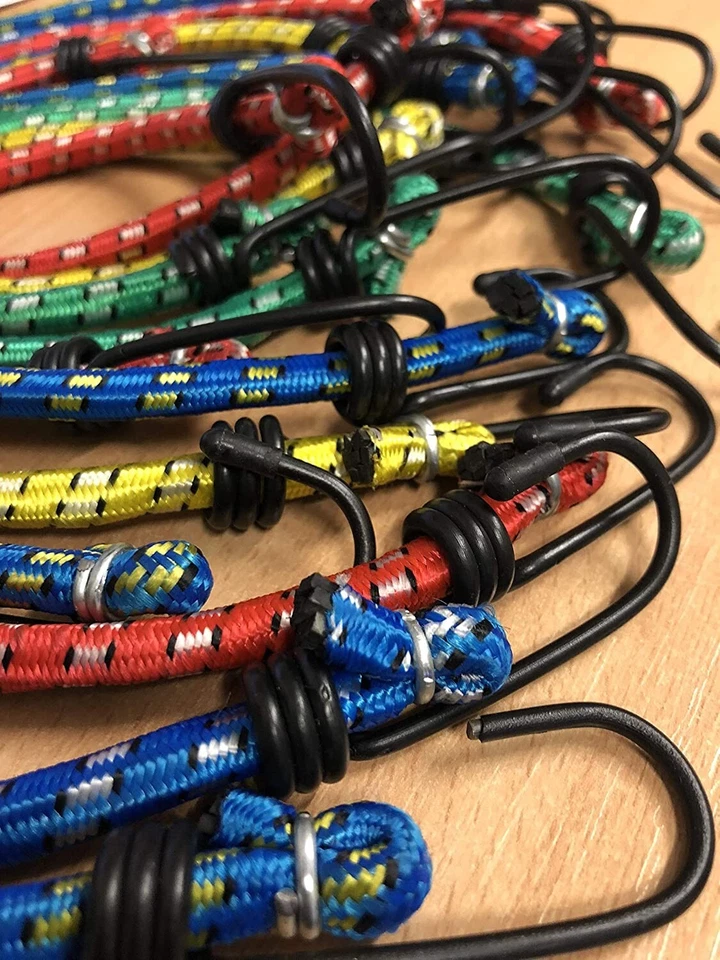 12 NEW BUNGEE STRAPS CORDS SET WITH HOOKS ELASTICATED ROPE CORD CAR BIKE LUGGAGE - Image 4 of 4