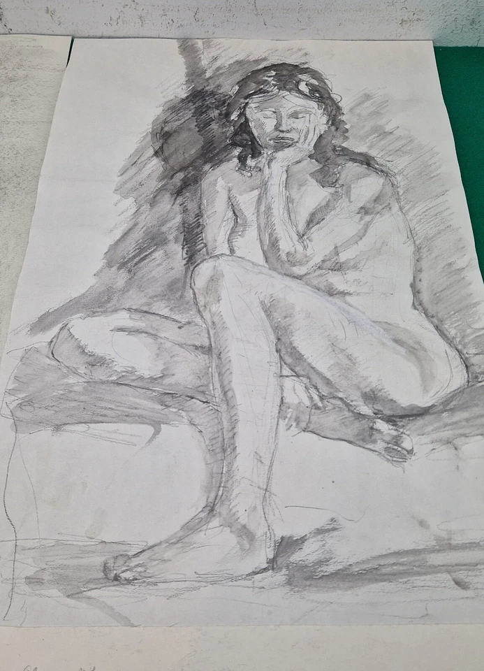 4 dibujos a lápiz y pastel de desnudos femeninos del estudio del artista Jack Gray #4 Foto 4 de 4