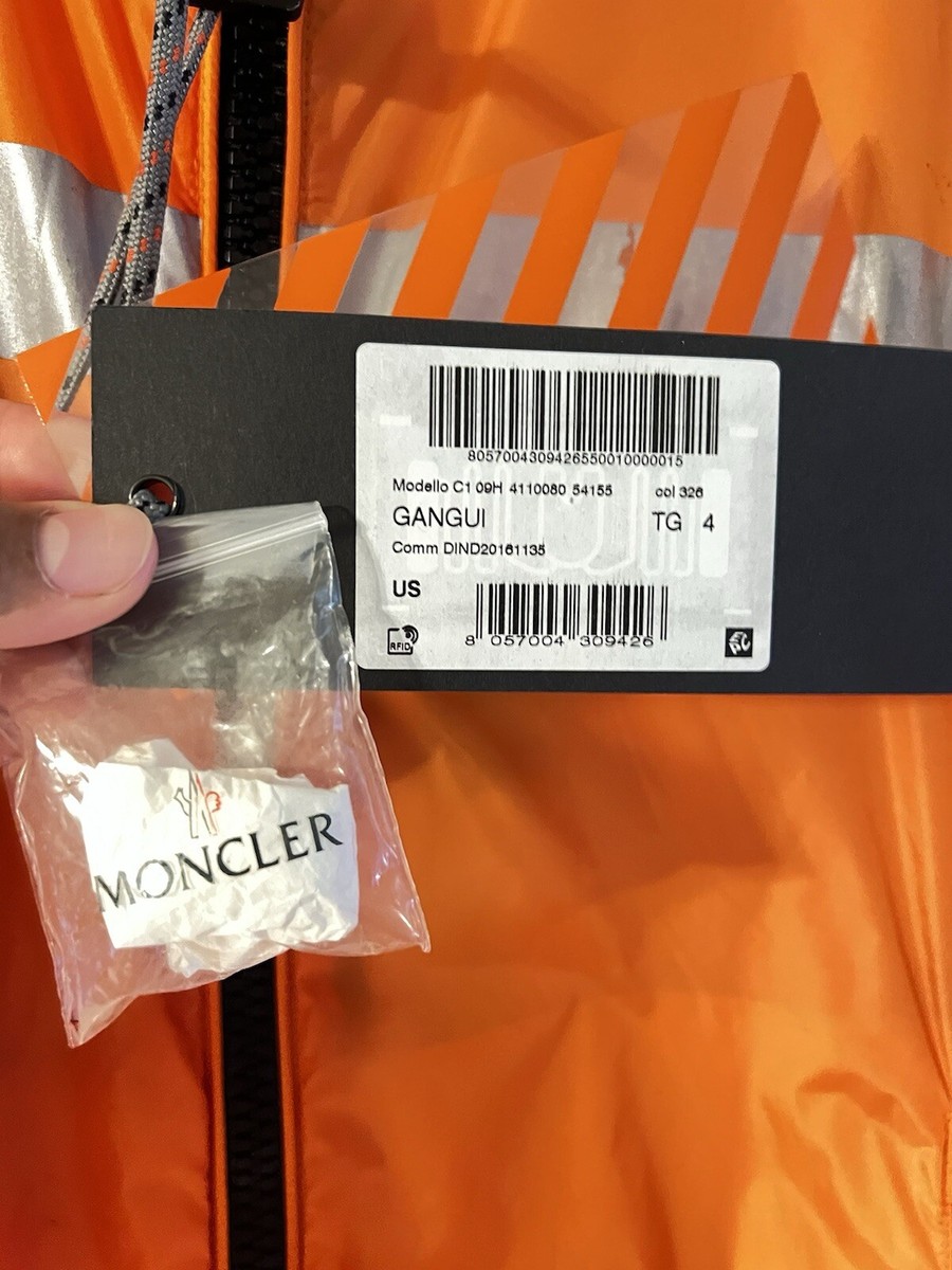 Moncler Off White Gangui Logo Reflector Nylon Zip Up Orange Moncler Off White Gangui Logo Reflector Nylon Zip Up Orange