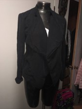 Womens Modern Black Tencel Loose Jacket Sz Xs By Gf