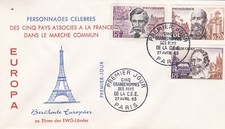 FRANCE 1963 FDC CINQ GRANDS HOMMES DES PAYS DE LA CEE YT 1383,1385 ET 1386
