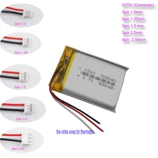 3.7V 900mAh 3.33Wh NTC Thermistor Li Battery 703040 JST 3pin Connector 3-Wires