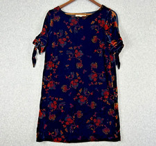LOFT Dress Womens Small Mini Shift Black Floral Crushed Velvet Cold Shoulder NWT