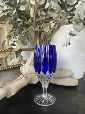 Ajka Crystal Castille Cobalt Blue Iced Beverage Goblet