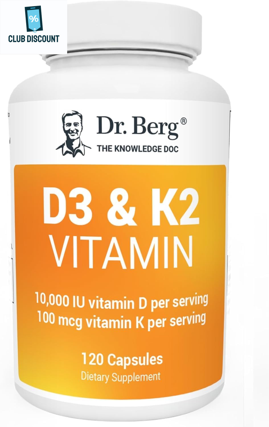 Dr. Berg's Vitamin D3 K2 Supplement w/MCT Oil - Includes 10,000 IU of Vitamin D3