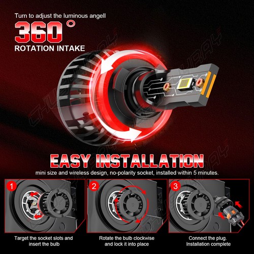 4x Combo H9 H11 LED Headlight High Low Bulbs Kit  For Nissan Sentra 2013-2022 - Bild 10 von 12