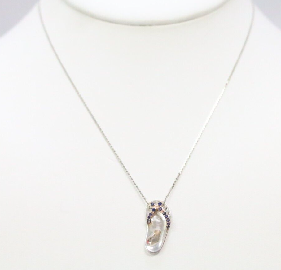 Effy 14K White Gold Sapphire Flip Flop Pendant