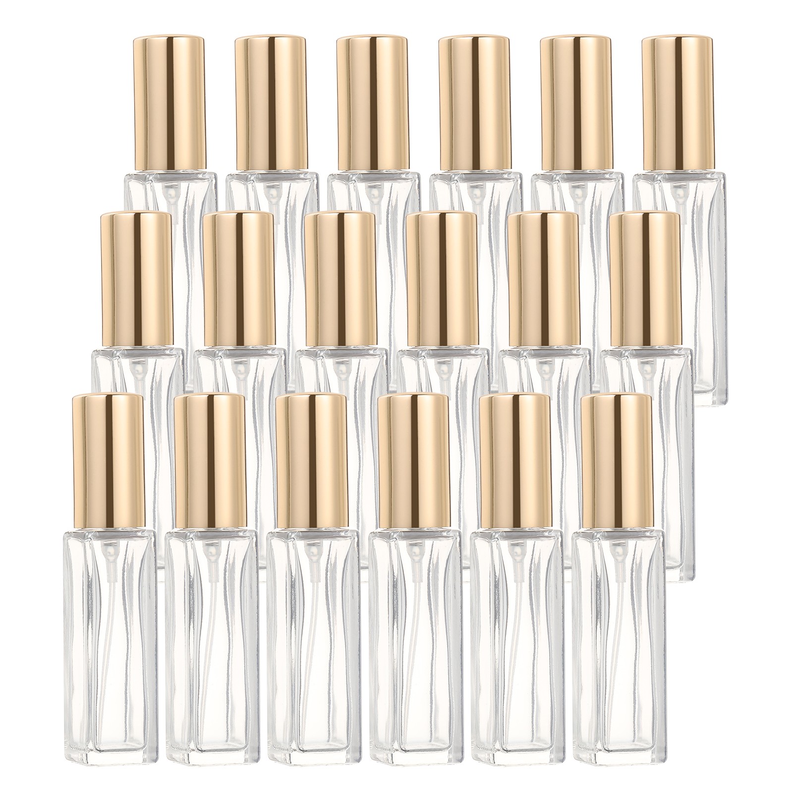 20-Pack 5ml Clear & Gold Refillable Fine Mist Spray Bottles