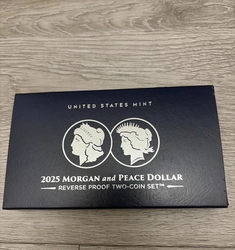 2025 Reverse Proof $1 Morgan and Peace Silver Dollar 2pc Set Box ,OGP & COA