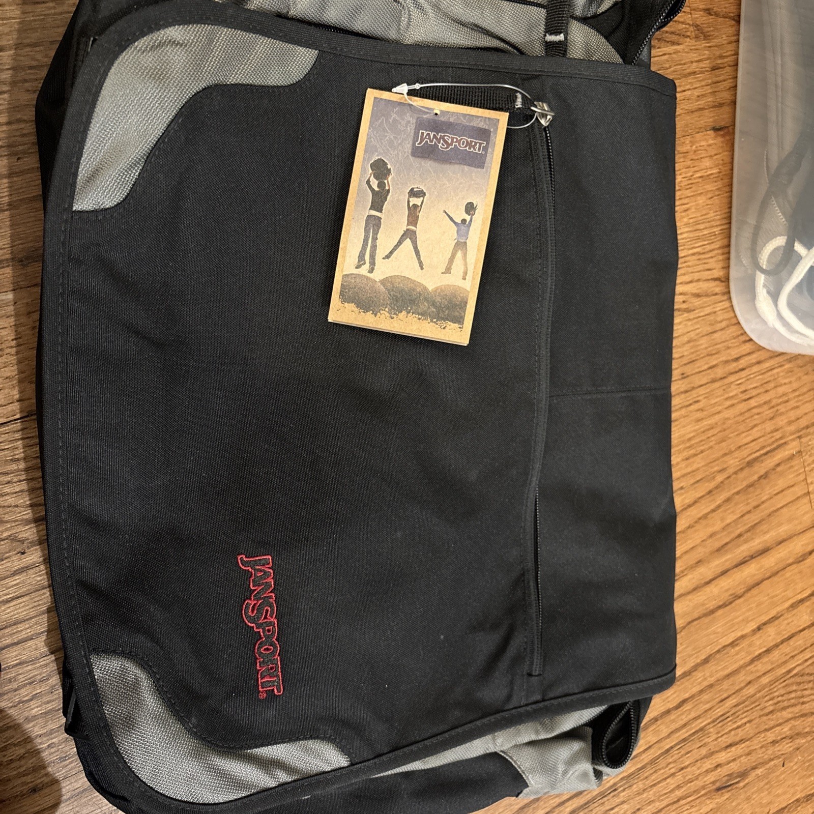 Vintage NWT Jansport Black Messenger Bag with Adjustable Strap