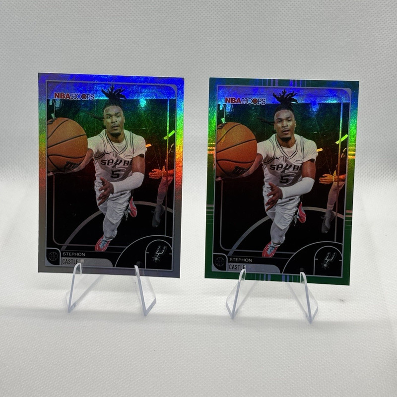 2025-26 Topps NBA Hoops Stephon Castle base + green parallel  2 Card Lot