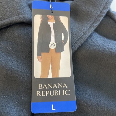 Banana Republic Black Snap Jacket Size L Black polyester Felt Jacket