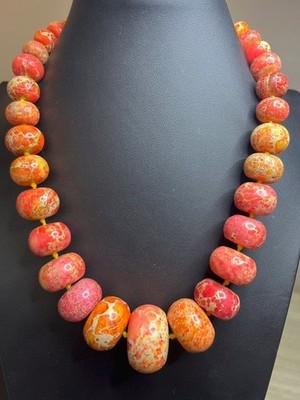 B4892 Lucas Lameth Chunky Halskette Vermeil 925 Meer Sediment orange Jaspis 21''
